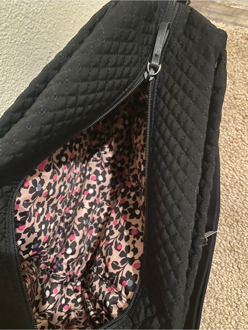 Vera Bradley Black Quilted Crossbody Satchel - Picture 3 of 3